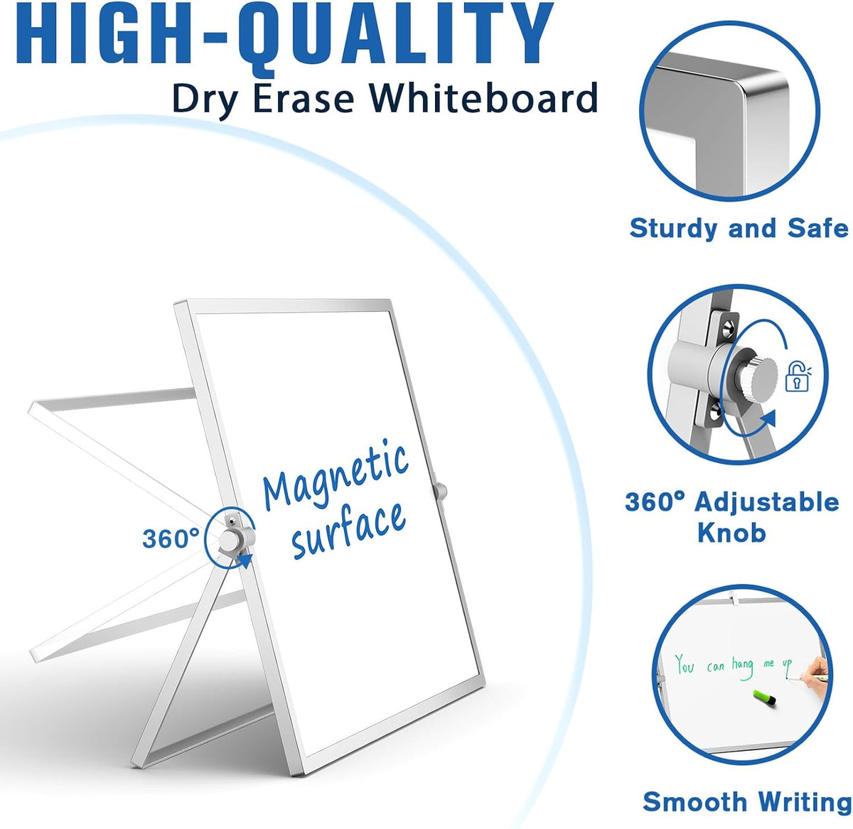Magnetic Dry Erase Board with Stand, 18''x14'' Desktop Whiteboard