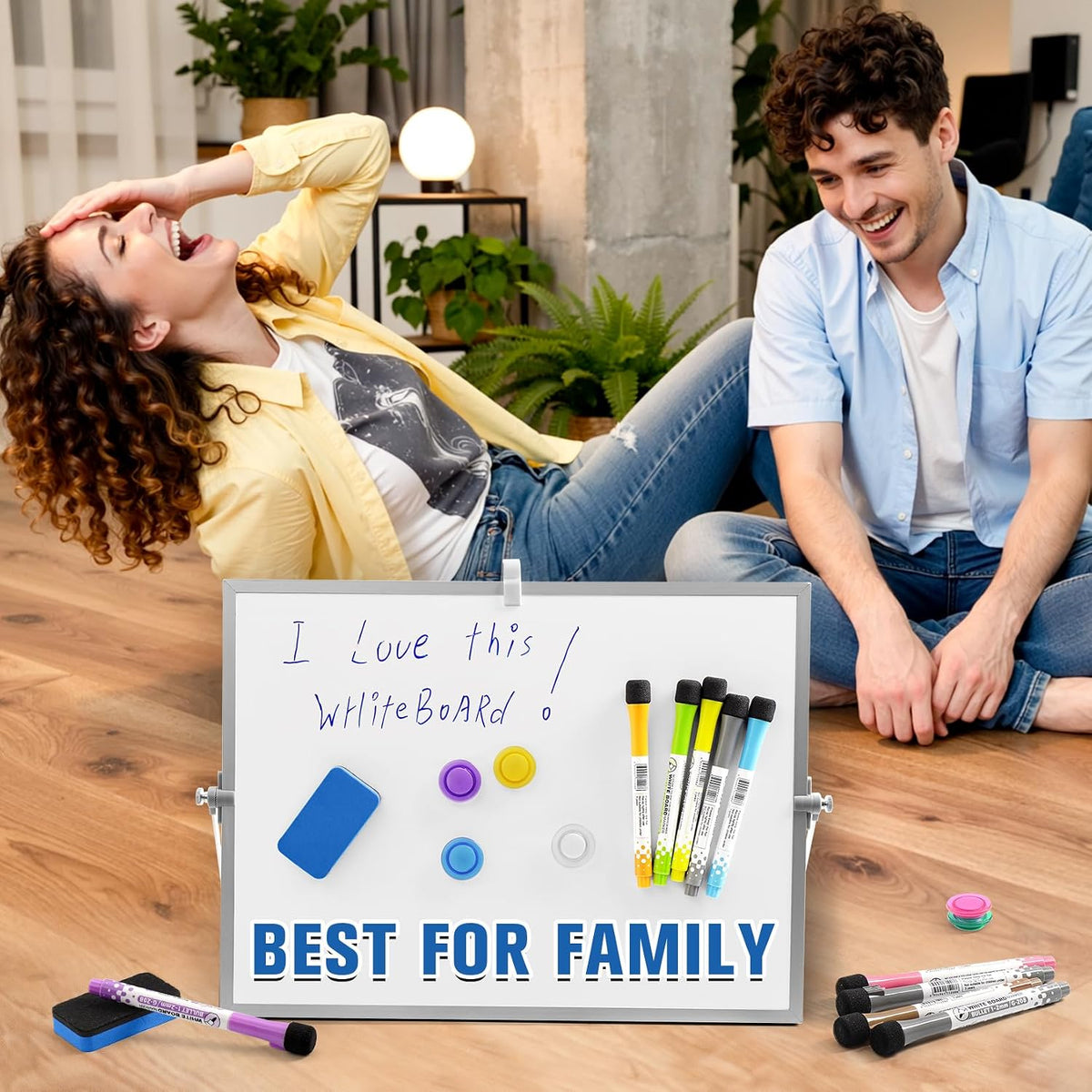 Magnetic Dry Erase Board with Stand, 18''x14'' Desktop Whiteboard