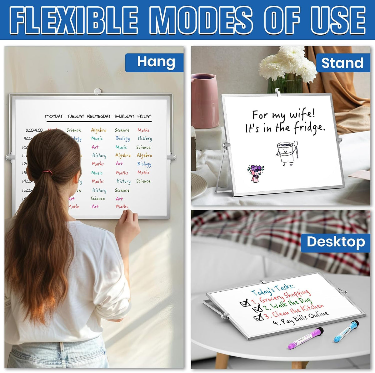 Magnetic Dry Erase Board with Stand, 18''x14'' Desktop Whiteboard