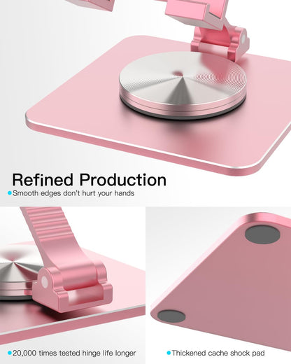 Adjustable Phone & Tablet Stand, Fits 4–9.7in Devices, Pink