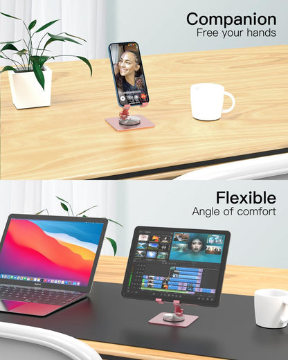 Adjustable Phone & Tablet Stand, Fits 4–9.7in Devices, Pink