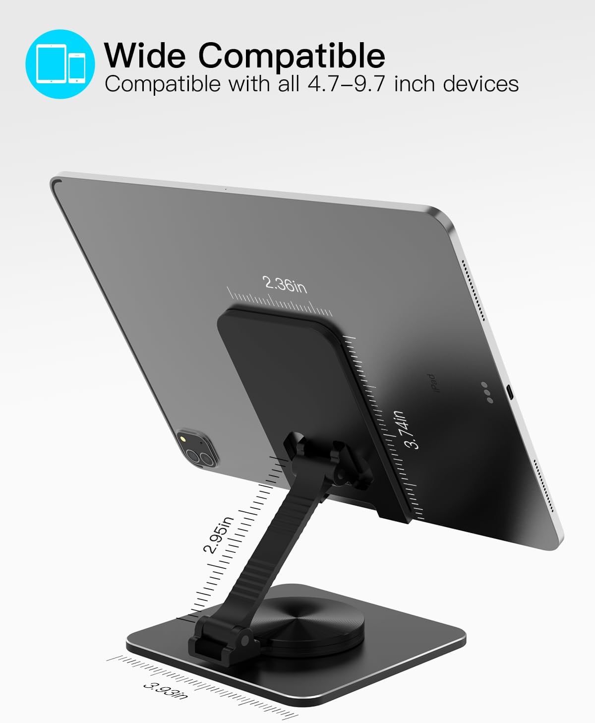 Adjustable Phone & Tablet Stand, Fits 4–9.7in Devices, Pink
