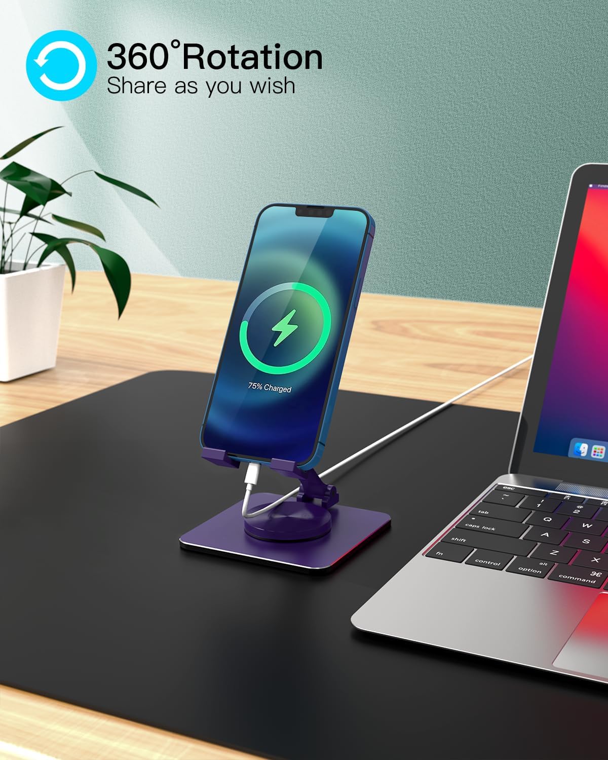 Adjustable Phone & Tablet Stand, Fits 4–9.7in Devices, Pink