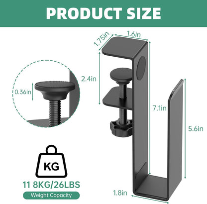 Adjustable Side Laptop Mount, No Drill Desk Storage Organizer, Metal Hanging Notebooks Holder, Punch-Free Clamp for MacBook Pro, Documents with Anti-Scratch Silicone