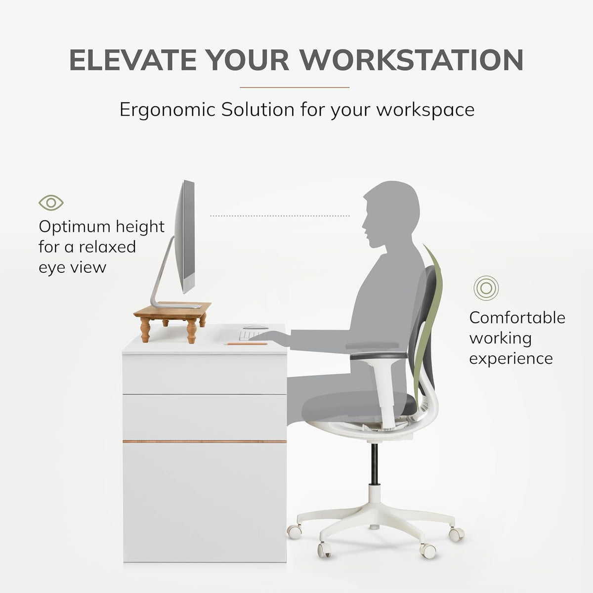 Monitor Stand for Desk - Desktop Organizer & Laptop Riser, Ergonomic Monitor Riser, Space-Saving, Durable, Easy Assembly & Ideal for Home & Office,Natural, 24-Inch, Classic