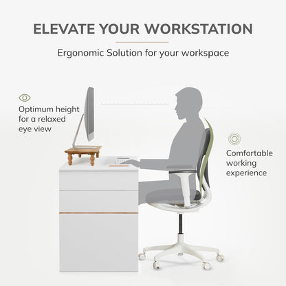 Monitor Stand for Desk - Desktop Organizer & Laptop Riser, Ergonomic Monitor Riser, Space-Saving, Durable, Easy Assembly & Ideal for Home & Office,Natural, 24-Inch, Classic