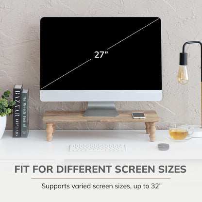 Monitor Stand for Desk - Desktop Organizer & Laptop Riser, Ergonomic Monitor Riser, Space-Saving, Durable, Easy Assembly & Ideal for Home & Office,Natural, 24-Inch, Classic