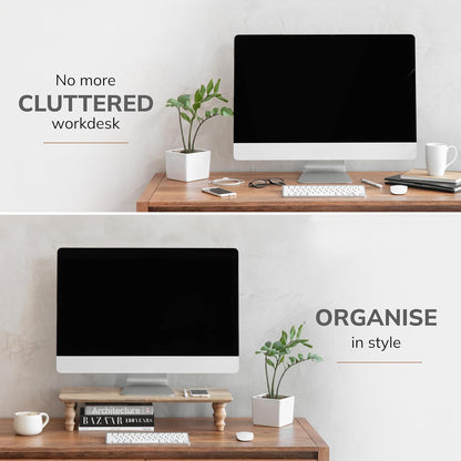 Monitor Stand for Desk - Desktop Organizer & Laptop Riser, Ergonomic Monitor Riser, Space-Saving, Durable, Easy Assembly & Ideal for Home & Office,Natural, 24-Inch, Classic