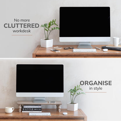 Monitor Stand for Desk - Desktop Organizer & Laptop Riser, Ergonomic Monitor Riser, Space-Saving, Durable, Easy Assembly & Ideal for Home & Office,Natural, 24-Inch, Classic
