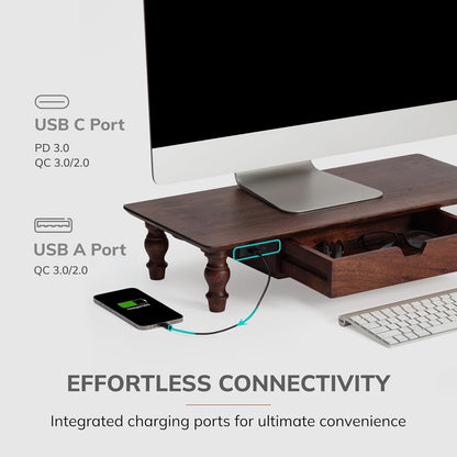 Monitor Stand for Desk - Desktop Organizer & Laptop Riser, Ergonomic Monitor Riser, Space-Saving, Durable, Easy Assembly & Ideal for Home & Office,Natural, 24-Inch, Classic