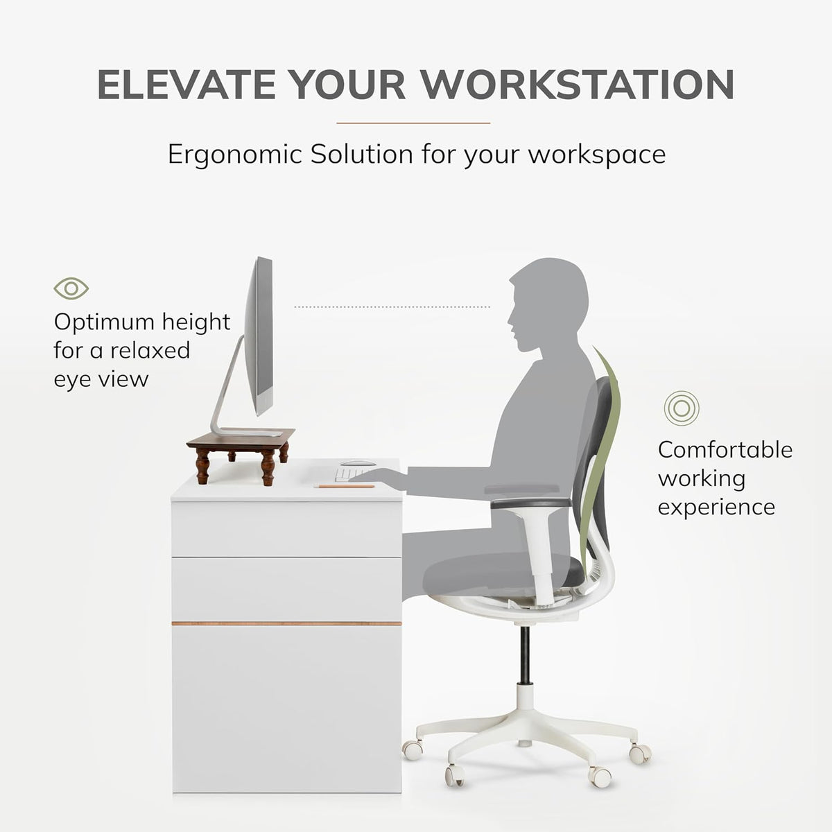 Monitor Stand for Desk - Desktop Organizer & Laptop Riser, Ergonomic Monitor Riser, Space-Saving, Durable, Easy Assembly & Ideal for Home & Office,Natural, 24-Inch, Classic