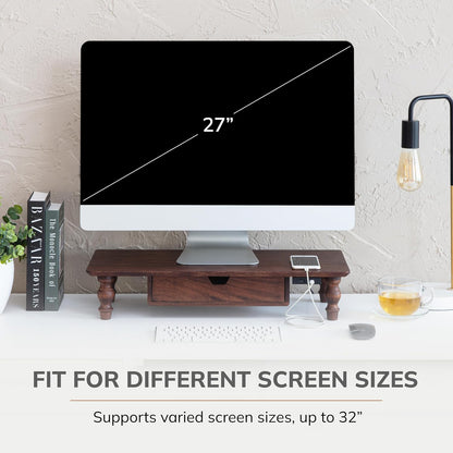 Monitor Stand for Desk - Desktop Organizer & Laptop Riser, Ergonomic Monitor Riser, Space-Saving, Durable, Easy Assembly & Ideal for Home & Office,Natural, 24-Inch, Classic