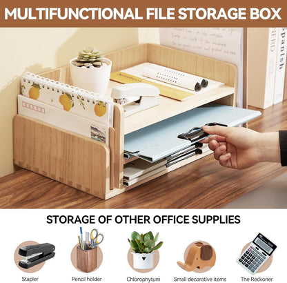 Wood Desk Organizer, 5-Tray Letter Tray and Mail Sorter, Brown 2TP
