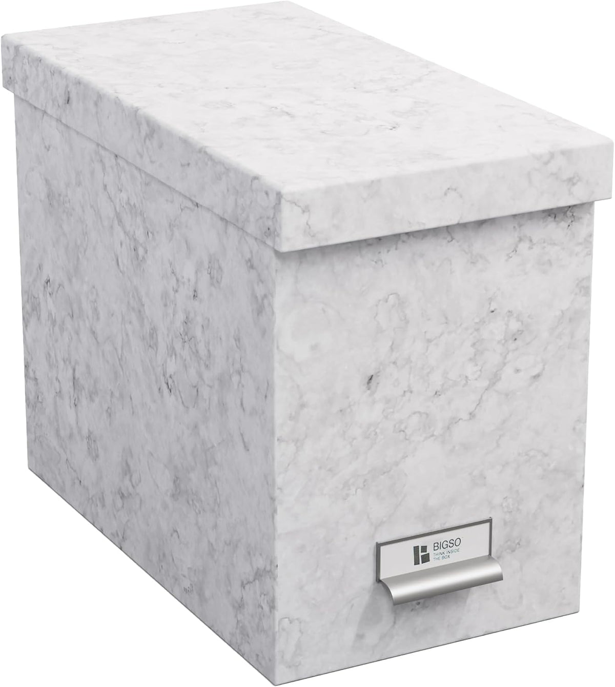John Fiberboard Label Frame Desktop File Storage Box - Document Organizer for Important Paperwork - Durable Hanging File Box with Lid & Metal Label Window - 7.36 x 13.38 x 10.51 in - Fawn
