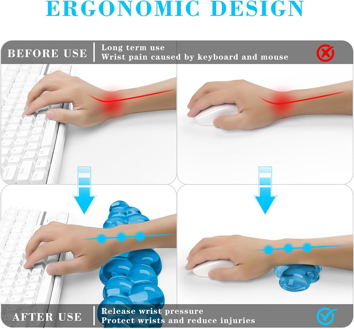 Gel Cloud Mouse Wrist Rest, Cute Wrist Support and Arm Support for Mouse Rest Typing Pain Relief，Suitable for Office/Computer/Laptop/Gaming (Transparent White)