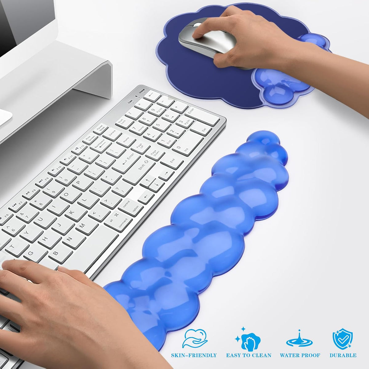 Gel Cloud Mouse Wrist Rest, Cute Wrist Support and Arm Support for Mouse Rest Typing Pain Relief，Suitable for Office/Computer/Laptop/Gaming (Transparent White)