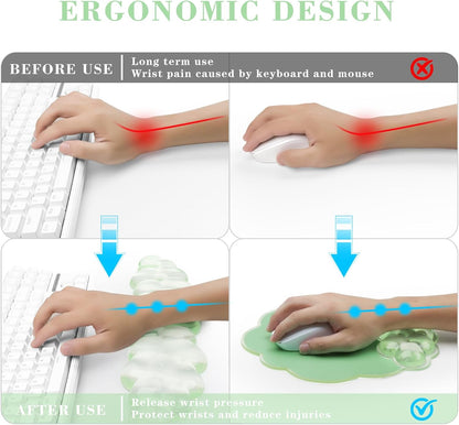 Gel Cloud Mouse Wrist Rest, Cute Wrist Support and Arm Support for Mouse Rest Typing Pain Relief，Suitable for Office/Computer/Laptop/Gaming (Transparent White)