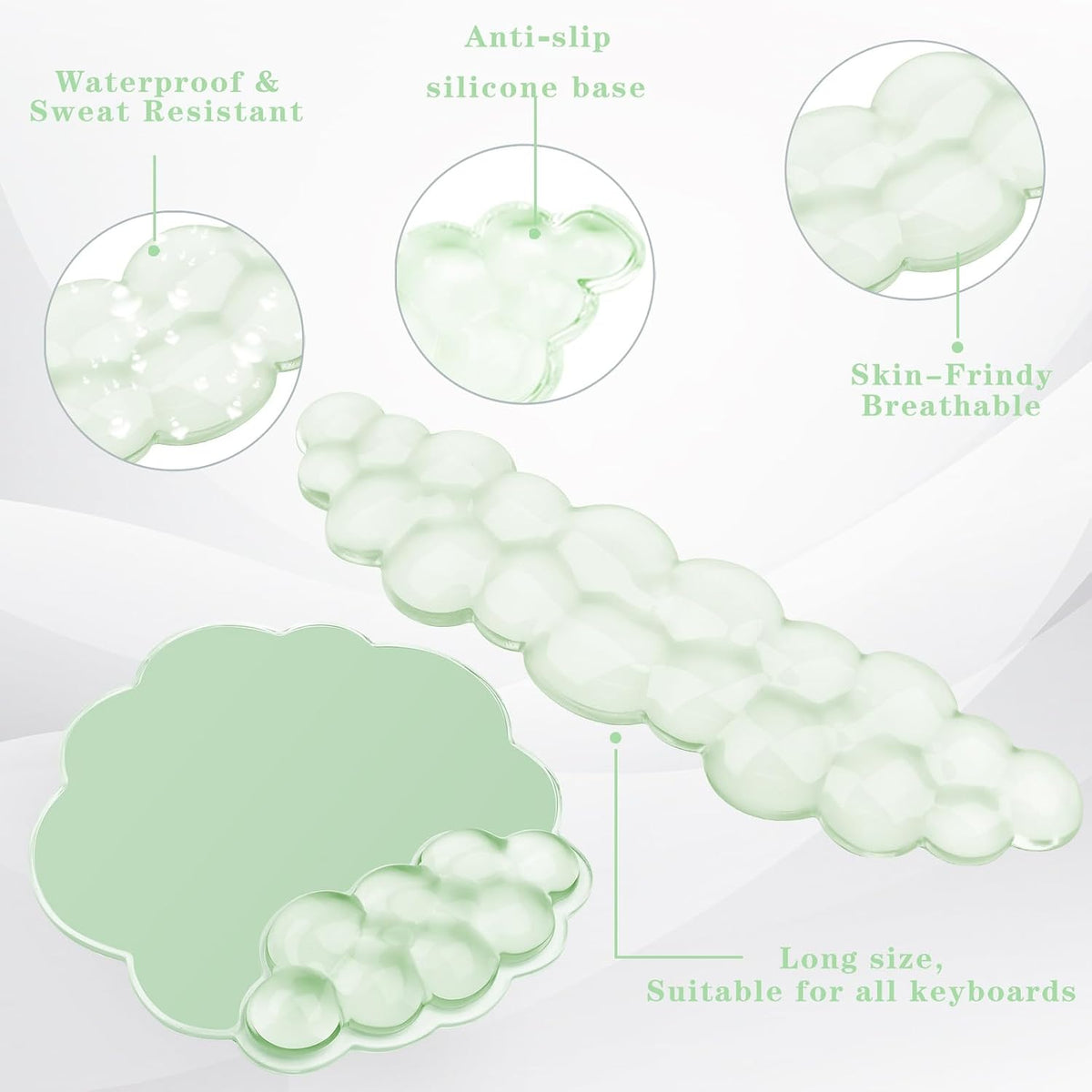 Gel Cloud Mouse Wrist Rest, Cute Wrist Support and Arm Support for Mouse Rest Typing Pain Relief，Suitable for Office/Computer/Laptop/Gaming (Transparent White)