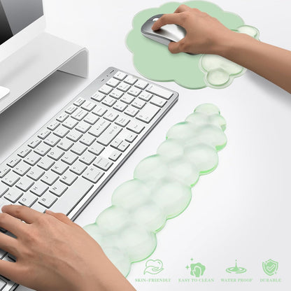 Gel Cloud Mouse Wrist Rest, Cute Wrist Support and Arm Support for Mouse Rest Typing Pain Relief，Suitable for Office/Computer/Laptop/Gaming (Transparent White)