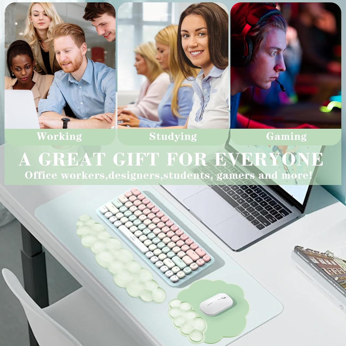 Gel Cloud Mouse Wrist Rest, Cute Wrist Support and Arm Support for Mouse Rest Typing Pain Relief，Suitable for Office/Computer/Laptop/Gaming (Transparent White)