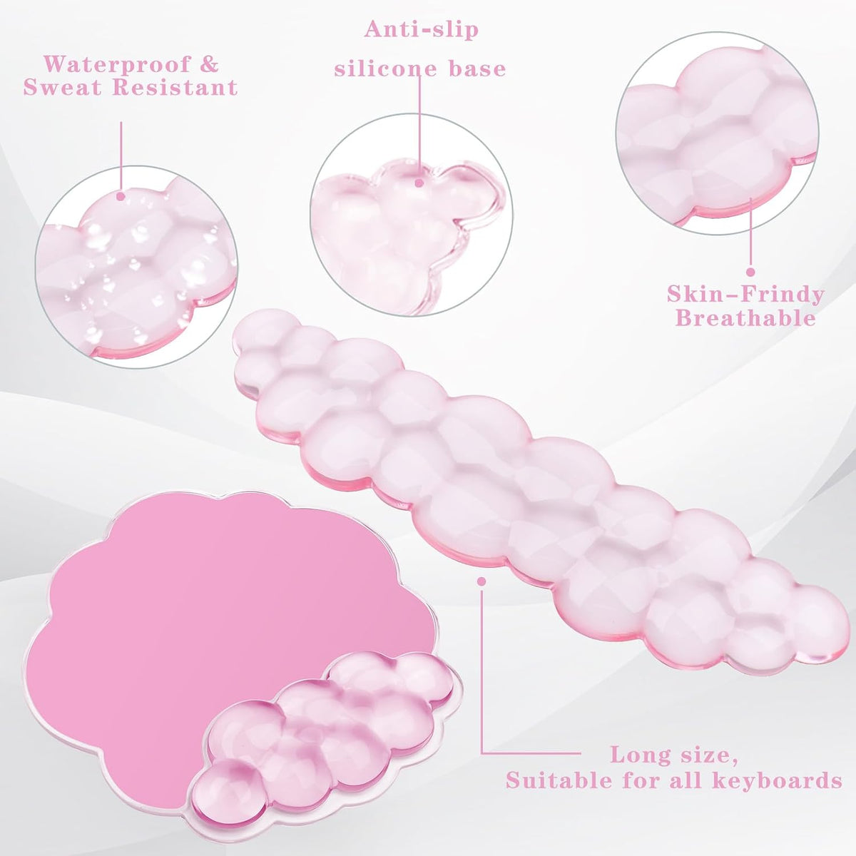 Gel Cloud Mouse Wrist Rest, Cute Wrist Support and Arm Support for Mouse Rest Typing Pain Relief，Suitable for Office/Computer/Laptop/Gaming (Transparent White)