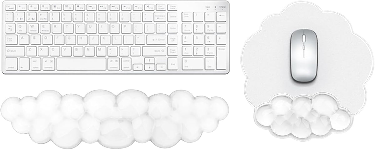 Gel Cloud Mouse Wrist Rest, Cute Wrist Support and Arm Support for Mouse Rest Typing Pain Relief，Suitable for Office/Computer/Laptop/Gaming (Transparent White)