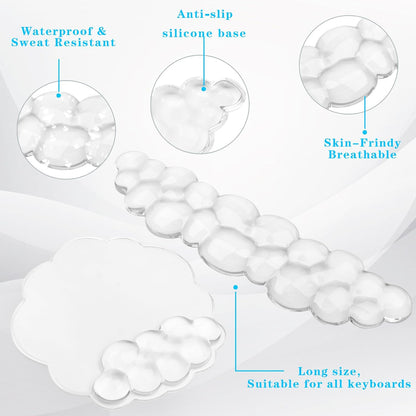 Gel Cloud Mouse Wrist Rest, Cute Wrist Support and Arm Support for Mouse Rest Typing Pain Relief，Suitable for Office/Computer/Laptop/Gaming (Transparent White)