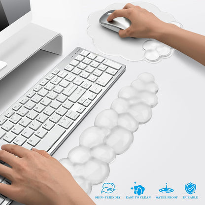 Gel Cloud Mouse Wrist Rest, Cute Wrist Support and Arm Support for Mouse Rest Typing Pain Relief，Suitable for Office/Computer/Laptop/Gaming (Transparent White)