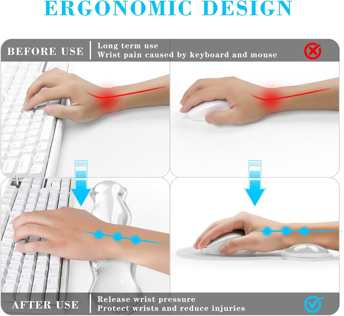 Gel Cloud Mouse Wrist Rest, Cute Wrist Support and Arm Support for Mouse Rest Typing Pain Relief，Suitable for Office/Computer/Laptop/Gaming (Transparent White)