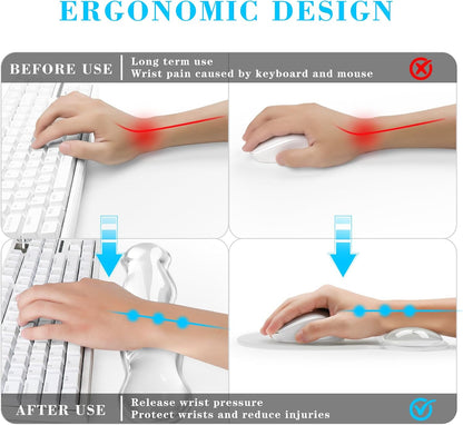 Gel Cloud Mouse Wrist Rest, Cute Wrist Support and Arm Support for Mouse Rest Typing Pain Relief，Suitable for Office/Computer/Laptop/Gaming (Transparent White)