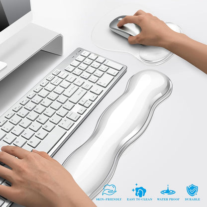Gel Cloud Mouse Wrist Rest, Cute Wrist Support and Arm Support for Mouse Rest Typing Pain Relief，Suitable for Office/Computer/Laptop/Gaming (Transparent White)