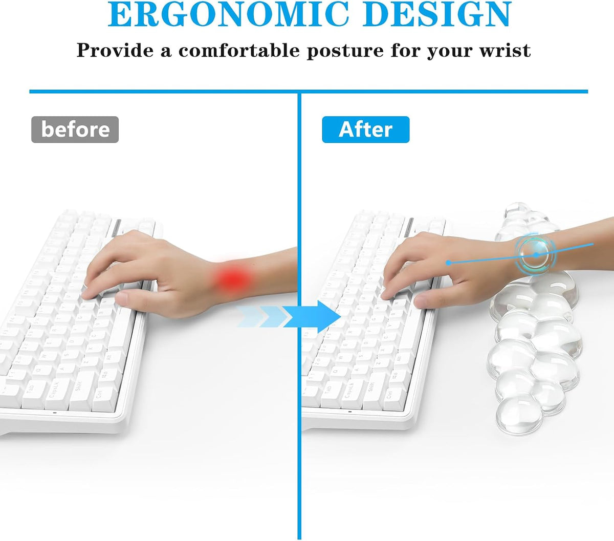 Gel Cloud Mouse Wrist Rest, Cute Wrist Support and Arm Support for Mouse Rest Typing Pain Relief，Suitable for Office/Computer/Laptop/Gaming (Transparent White)