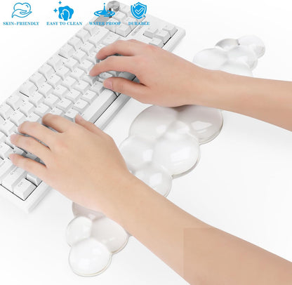 Gel Cloud Mouse Wrist Rest, Cute Wrist Support and Arm Support for Mouse Rest Typing Pain Relief，Suitable for Office/Computer/Laptop/Gaming (Transparent White)