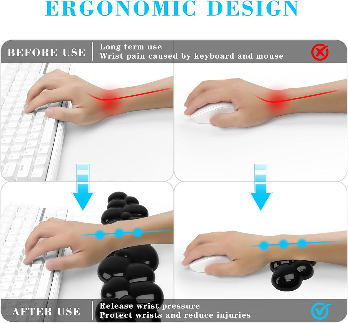 Gel Cloud Mouse Wrist Rest, Cute Wrist Support and Arm Support for Mouse Rest Typing Pain Relief，Suitable for Office/Computer/Laptop/Gaming (Transparent White)