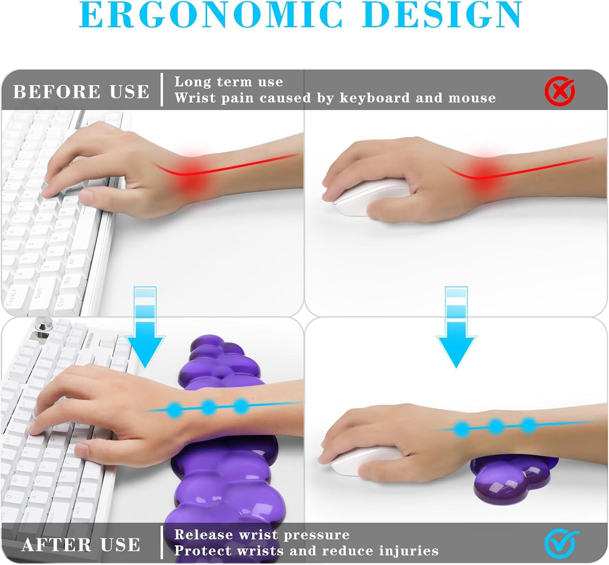 Gel Cloud Mouse Wrist Rest, Cute Wrist Support and Arm Support for Mouse Rest Typing Pain Relief，Suitable for Office/Computer/Laptop/Gaming (Transparent White)