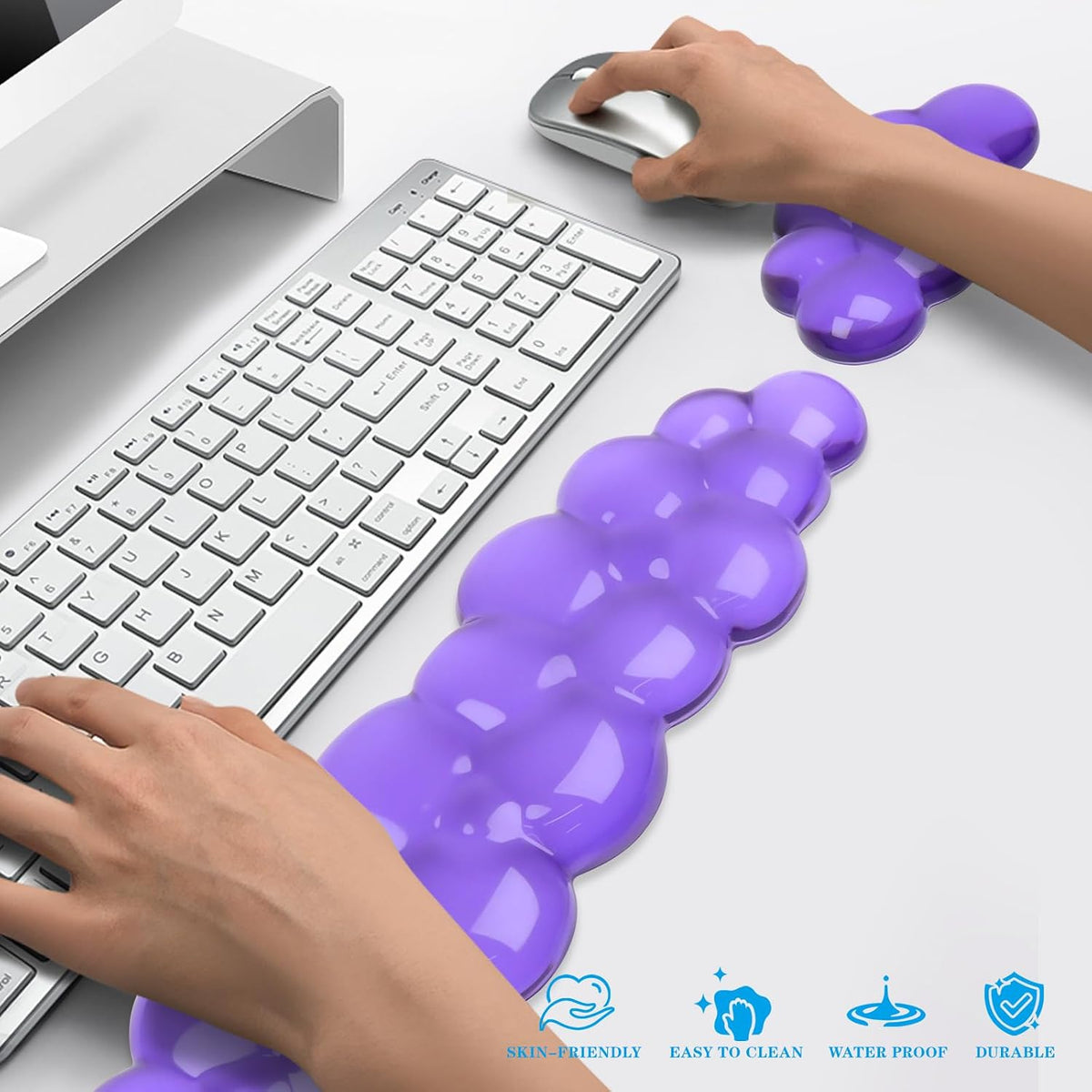 Gel Cloud Mouse Wrist Rest, Cute Wrist Support and Arm Support for Mouse Rest Typing Pain Relief，Suitable for Office/Computer/Laptop/Gaming (Transparent White)