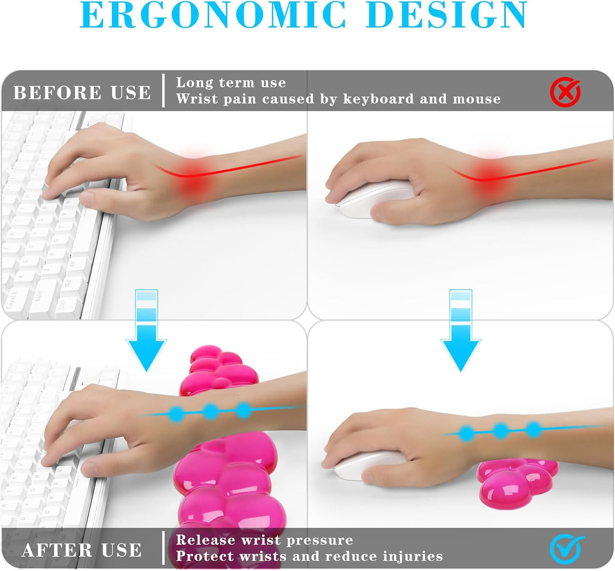 Gel Cloud Mouse Wrist Rest, Cute Wrist Support and Arm Support for Mouse Rest Typing Pain Relief，Suitable for Office/Computer/Laptop/Gaming (Transparent White)