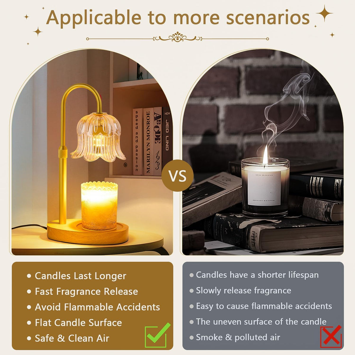 Candle Warmer Lamp Electric Timer - Flower Home Decor Women Birthday Gifts