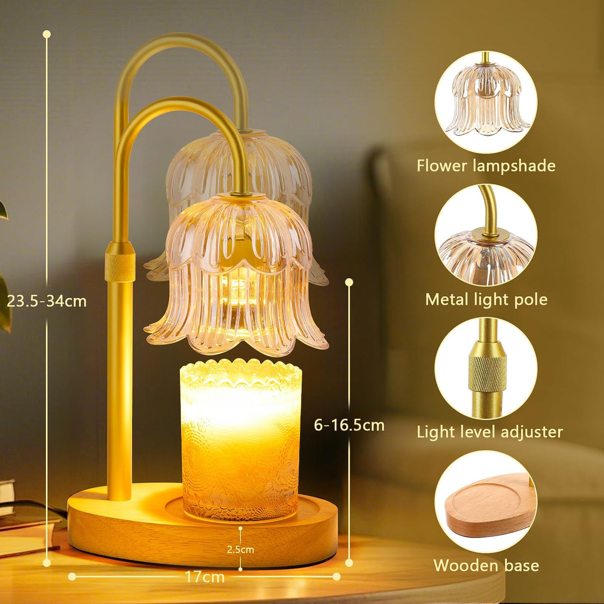 Candle Warmer Lamp Electric Timer - Flower Home Decor Women Birthday Gifts