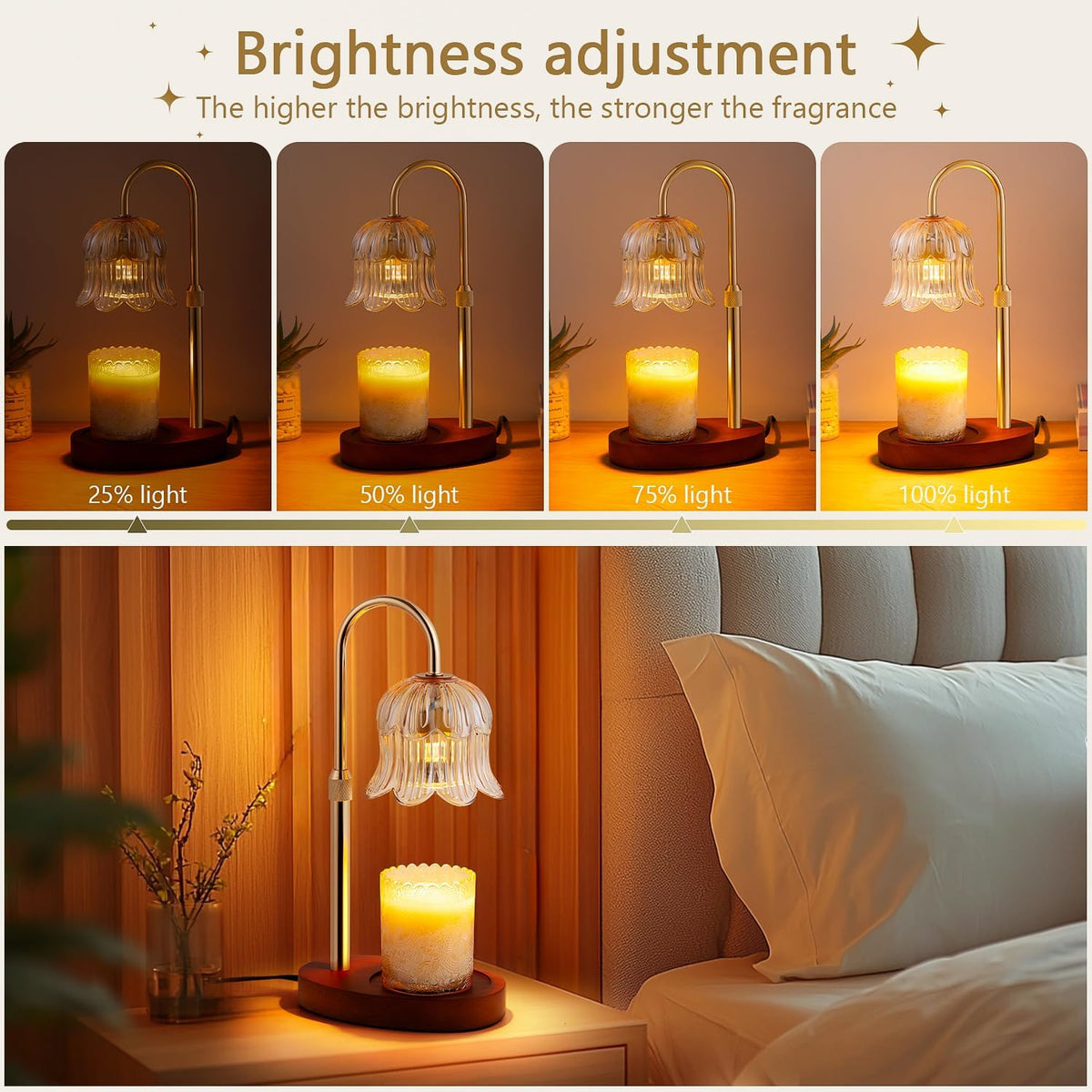Candle Warmer Lamp Electric Timer - Flower Home Decor Women Birthday Gifts