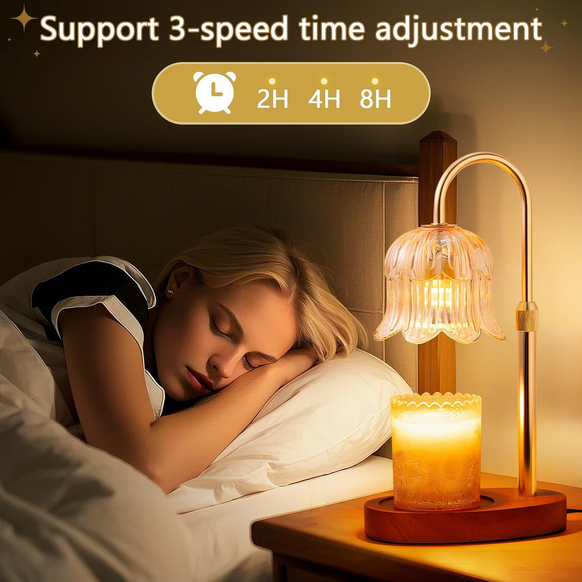 Candle Warmer Lamp Electric Timer - Flower Home Decor Women Birthday Gifts