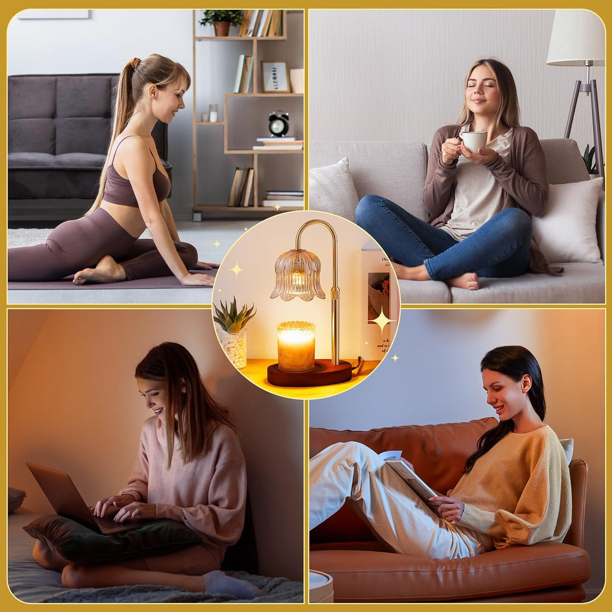 Candle Warmer Lamp Electric Timer - Flower Home Decor Women Birthday Gifts