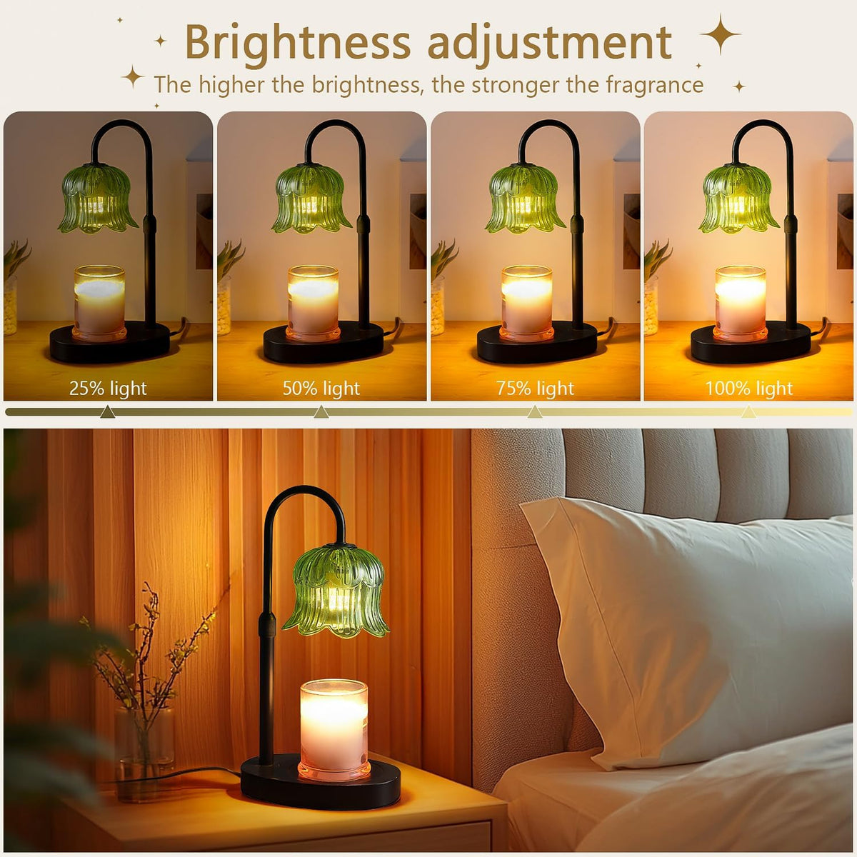 Candle Warmer Lamp Electric Timer - Flower Home Decor Women Birthday Gifts