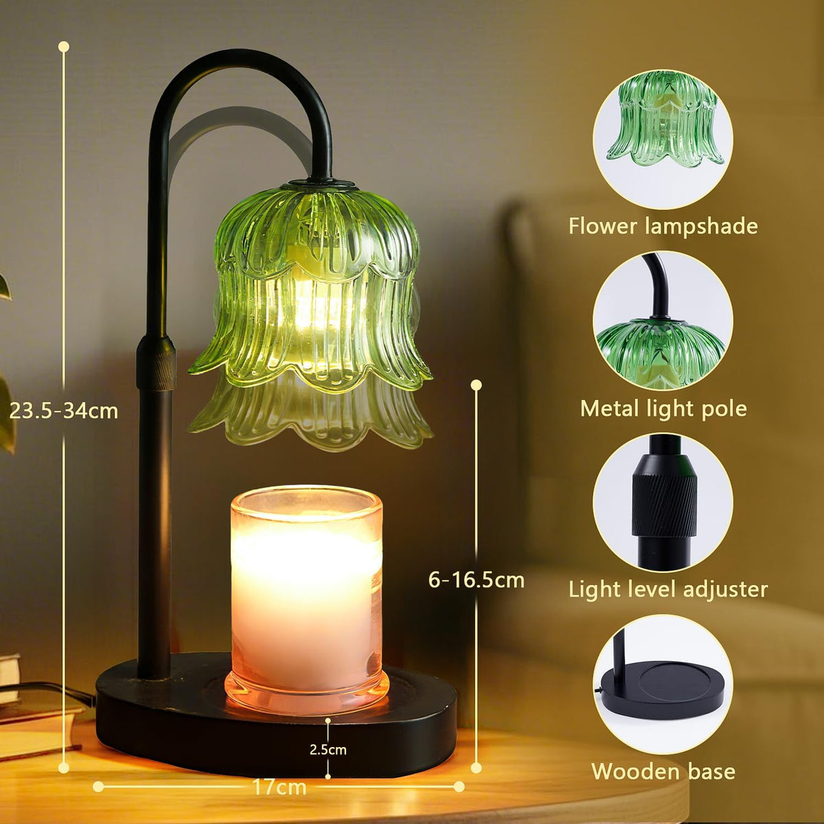 Candle Warmer Lamp Electric Timer - Flower Home Decor Women Birthday Gifts