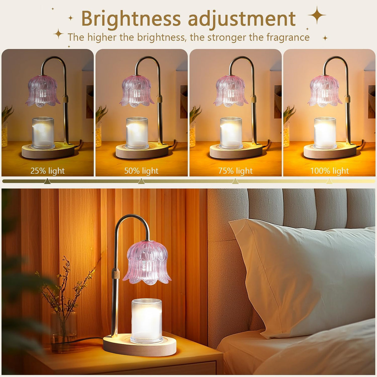 Candle Warmer Lamp Electric Timer - Flower Home Decor Women Birthday Gifts