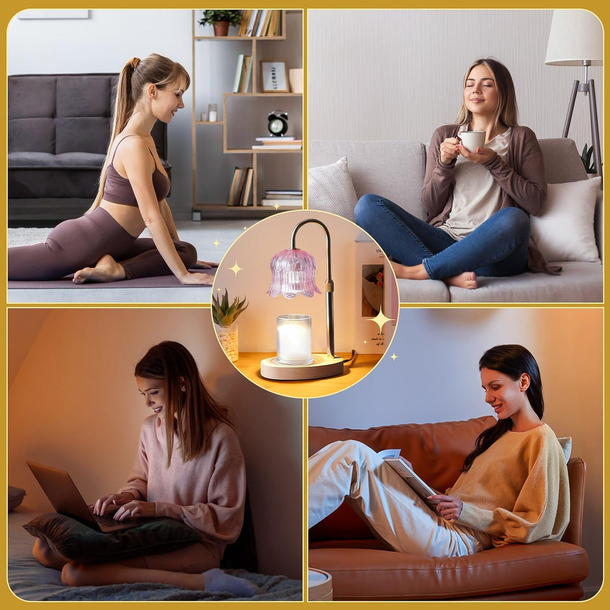 Candle Warmer Lamp Electric Timer - Flower Home Decor Women Birthday Gifts