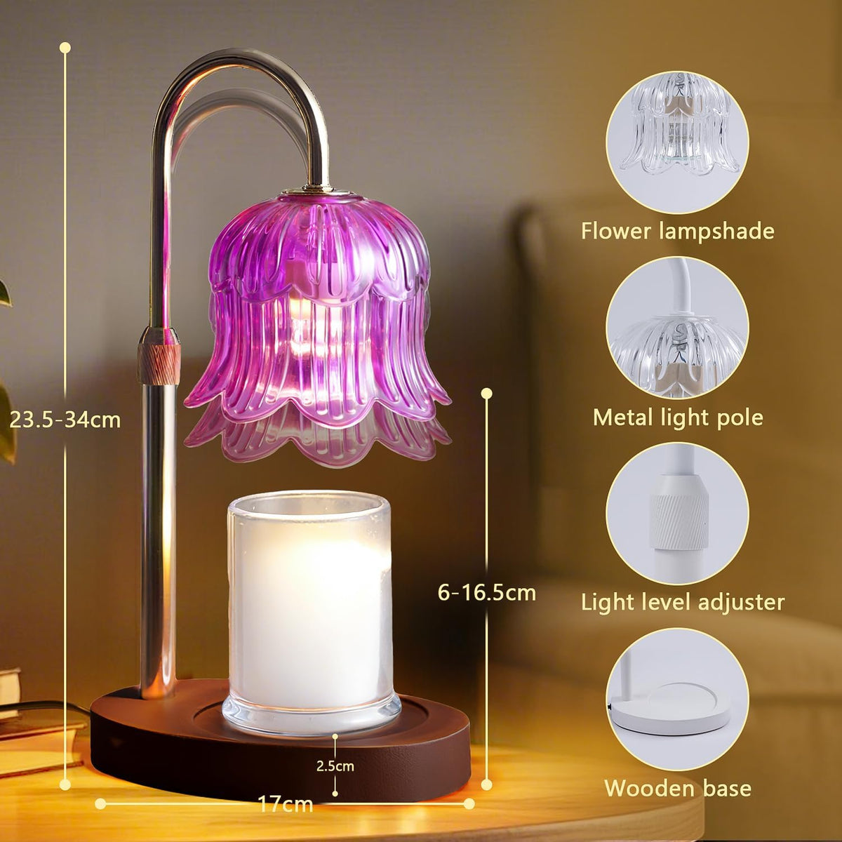 Candle Warmer Lamp Electric Timer - Flower Home Decor Women Birthday Gifts