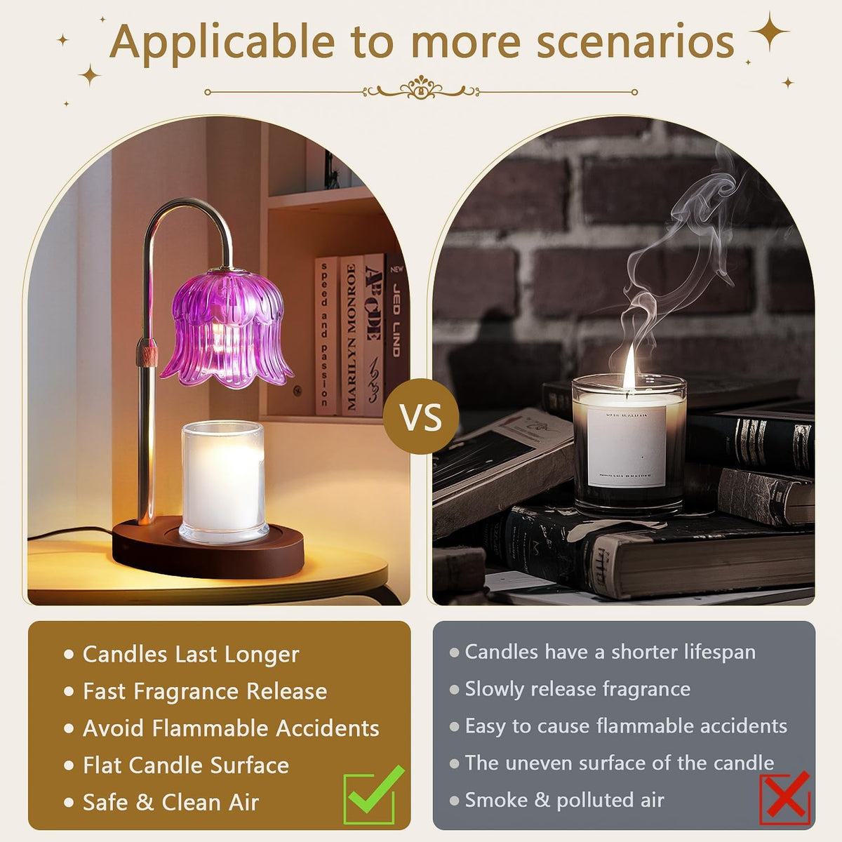 Candle Warmer Lamp Electric Timer - Flower Home Decor Women Birthday Gifts