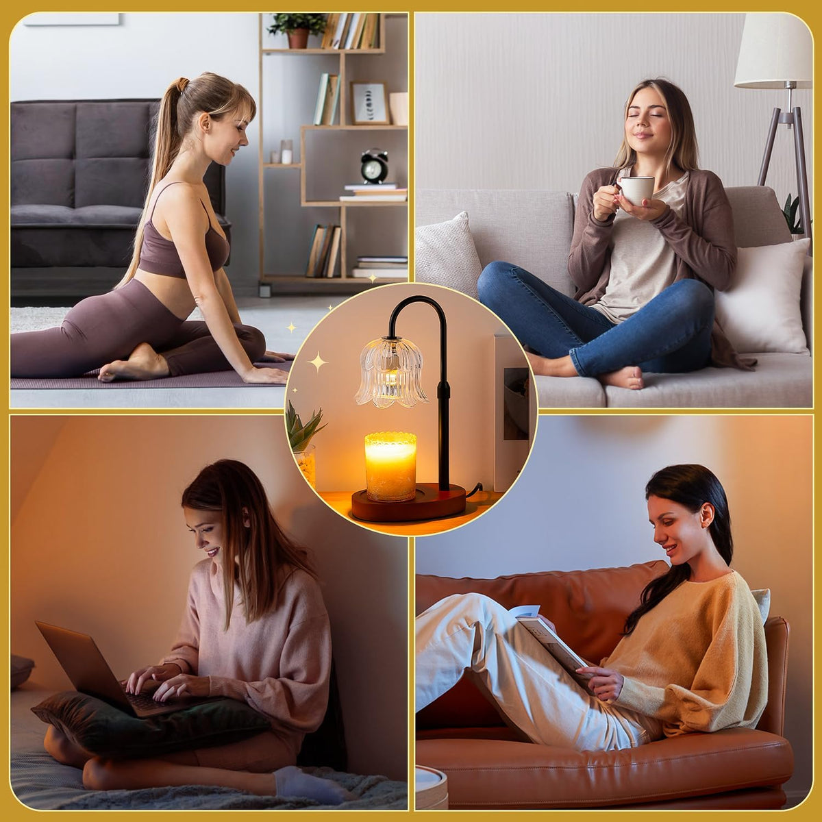 Candle Warmer Lamp Electric Timer - Flower Home Decor Women Birthday Gifts