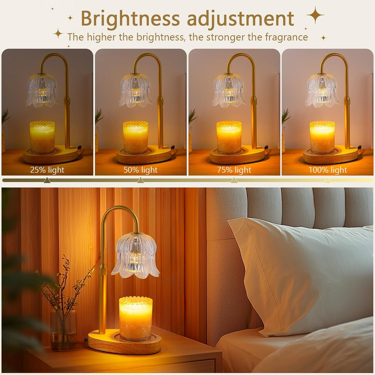 Candle Warmer Lamp Electric Timer - Flower Home Decor Women Birthday Gifts